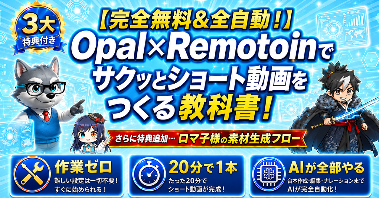OpalとRemotionでショート動画を全自動生成する教材