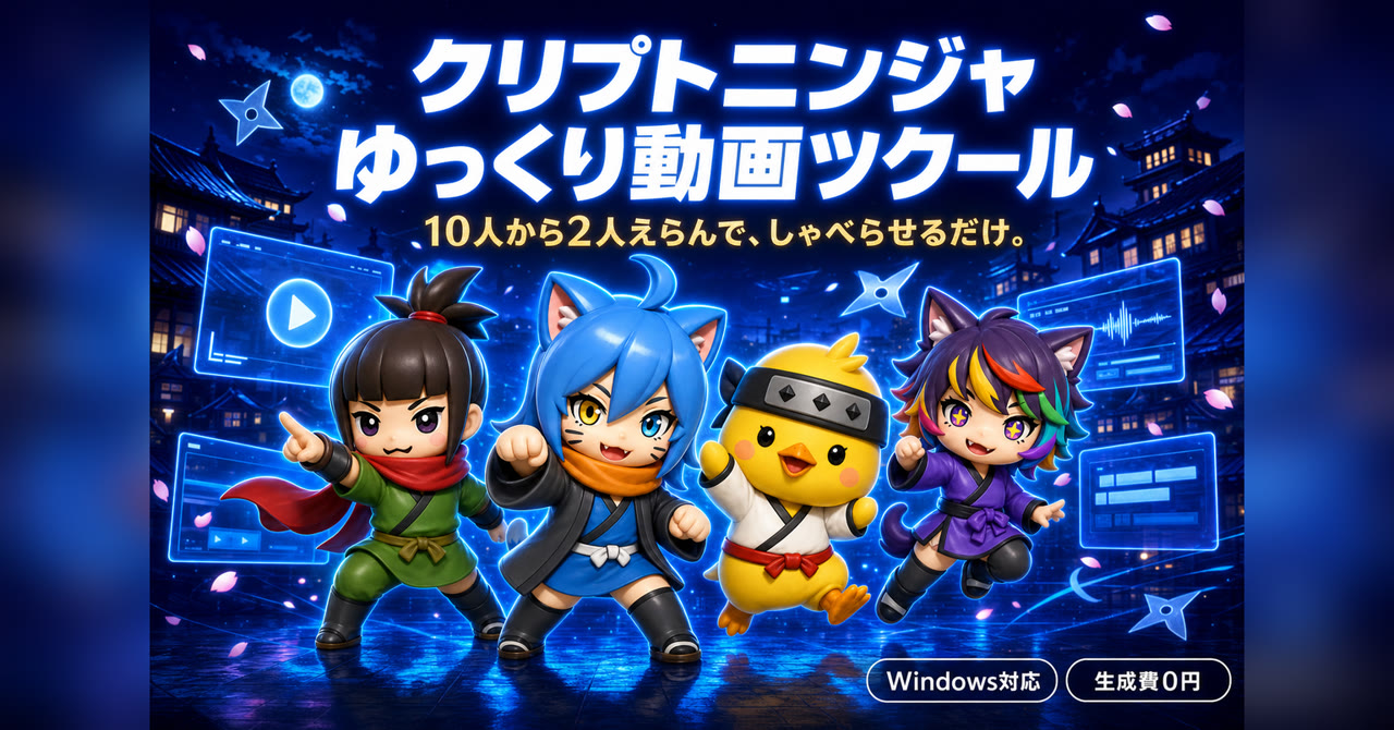 台本を貼るだけでキャラがしゃべる動画を作れるクリプトニンジャ ゆっくり動画ツクール
